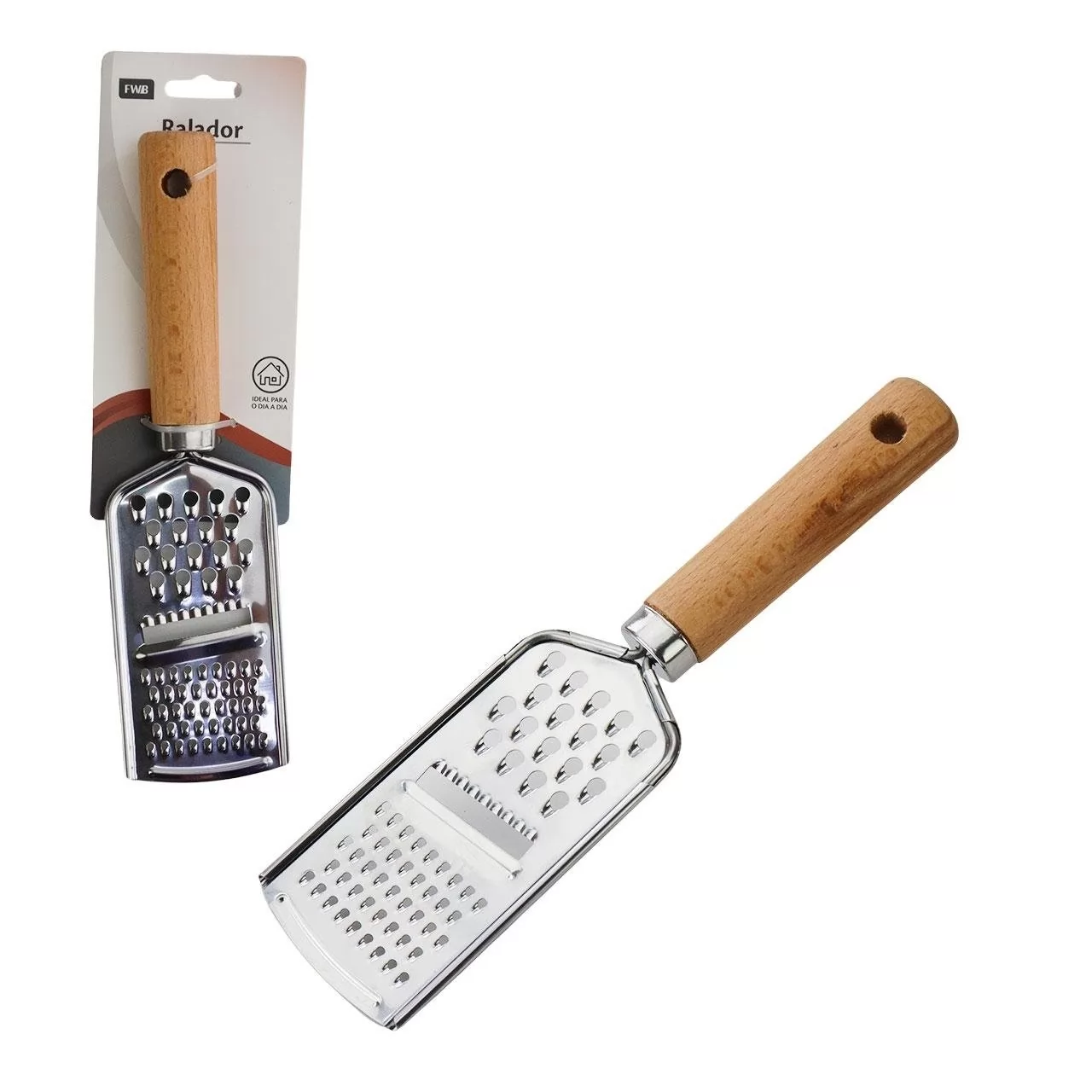 Ralador de Inox 3 EM 1 Cabo Madeira 22cm