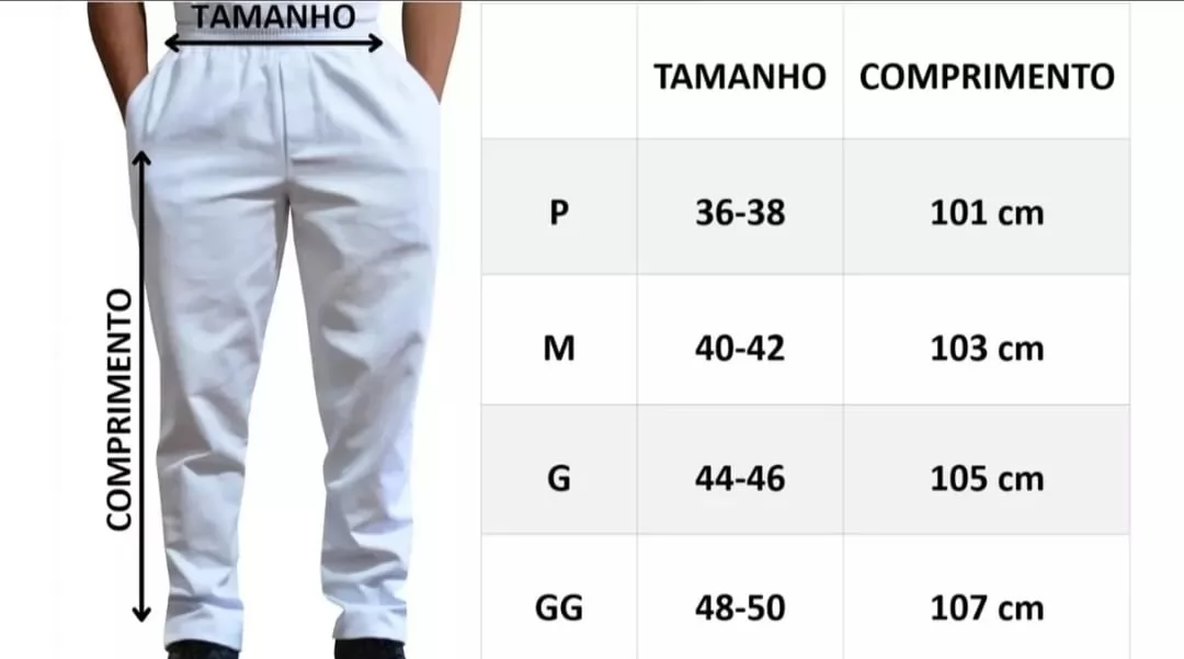 Calça em Brim 100% Algodão Para Padeiro Açougueiro Pizzaiolo