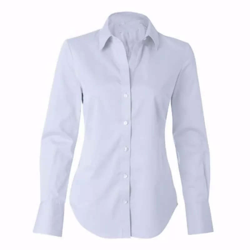 Camisete - Camisa Feminina Social Branco Manga Longa
